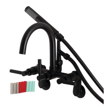 Aqua Vintage AE8150DKL 7-Inch Adjustable Wall Mount Clawfoot Tub Faucet, Matte Black AE8150DKL